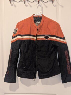 Harley-Davidson Orange Black Riding Motorcycle Indian Honda Yamaha Suzuki Jacket